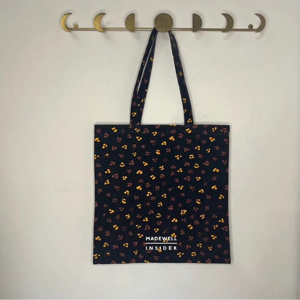 Madewell Insider Black Floral Canvas Tote Bag